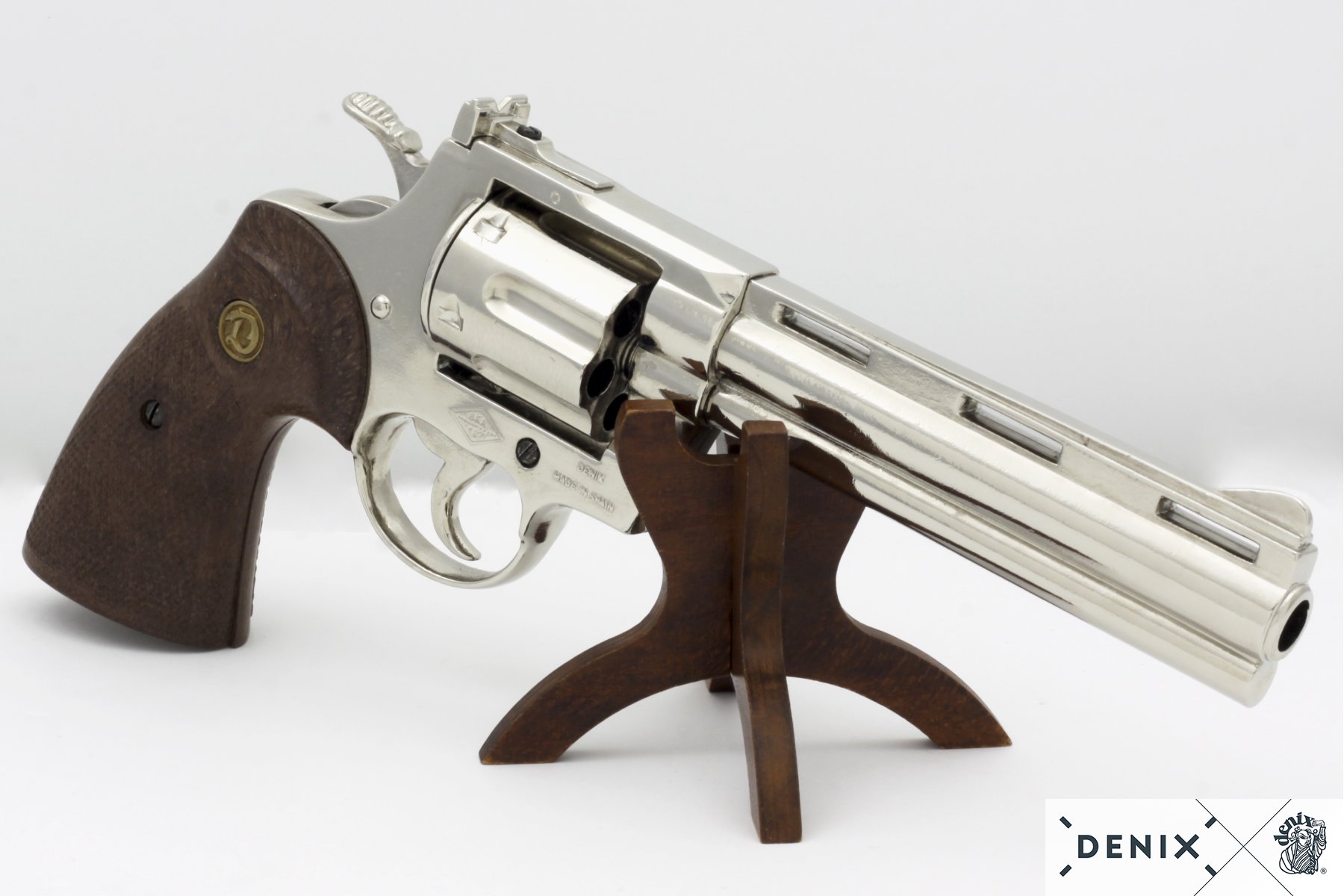 DENIX REPLICA COLT PYTHON 357 MAGNUM CHROME REVOLVER PISTOL 6 INCH MODEL – 6304 - Image 5