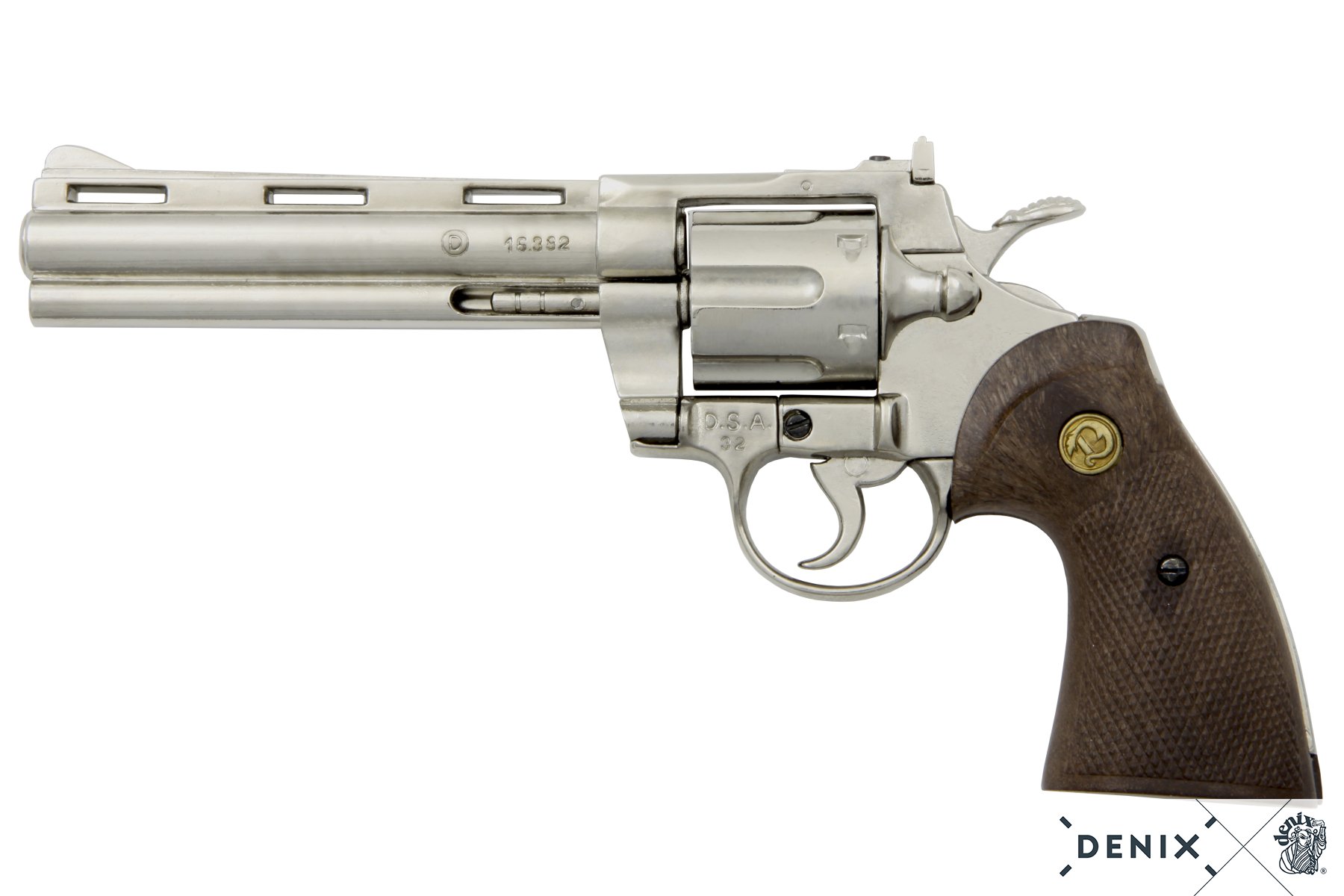 DENIX REPLICA COLT PYTHON 357 MAGNUM CHROME REVOLVER PISTOL 6 INCH MODEL – 6304