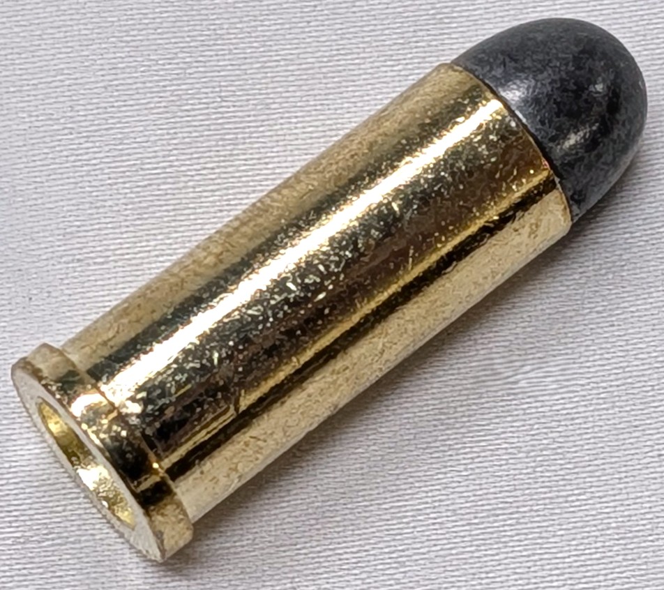 Western Peacemaker Snub nose Army Revolver 45 pistol with 6 cap gun bullet rounds and gift box by Kolser black with faux wood grips - 1061 1M - Image 7