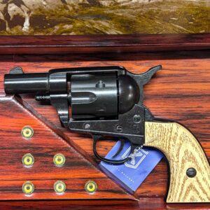 Western Peacemaker Snub nose Army Revolver 45 pistol with 6 cap gun bullet rounds and gift box by Kolser black with faux wood grips - 1061 1M