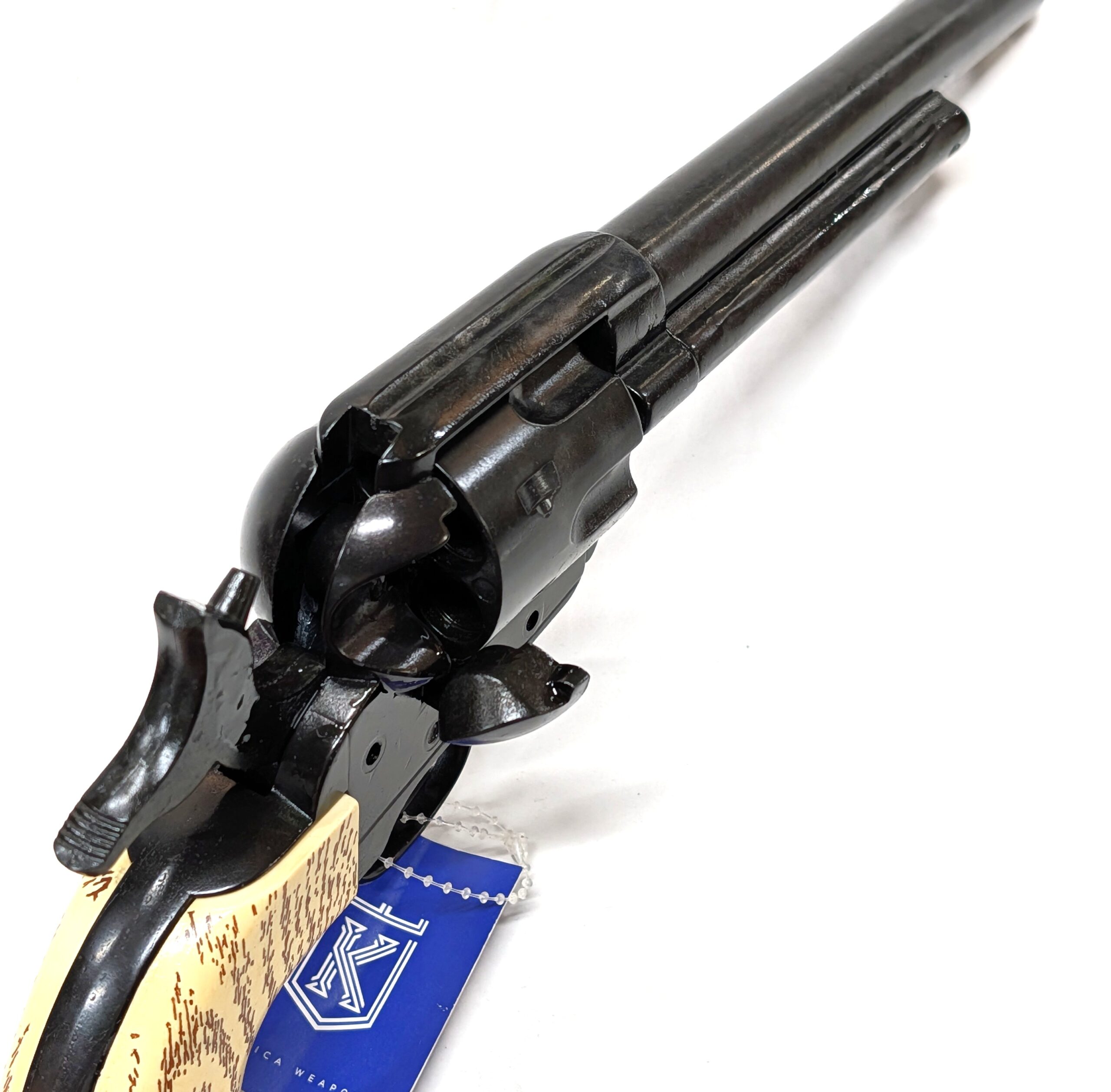 Western Single Action Army Revolver 45 pistol with 6 cap gun bullet rounds and gift box by Kolser silver with wooden handle - 1064 1M - Image 4