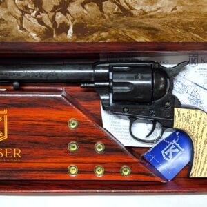 Western Single Action Army Revolver 45 pistol with 6 cap gun bullet rounds and gift box by Kolser silver with wooden handle - 1064 1M