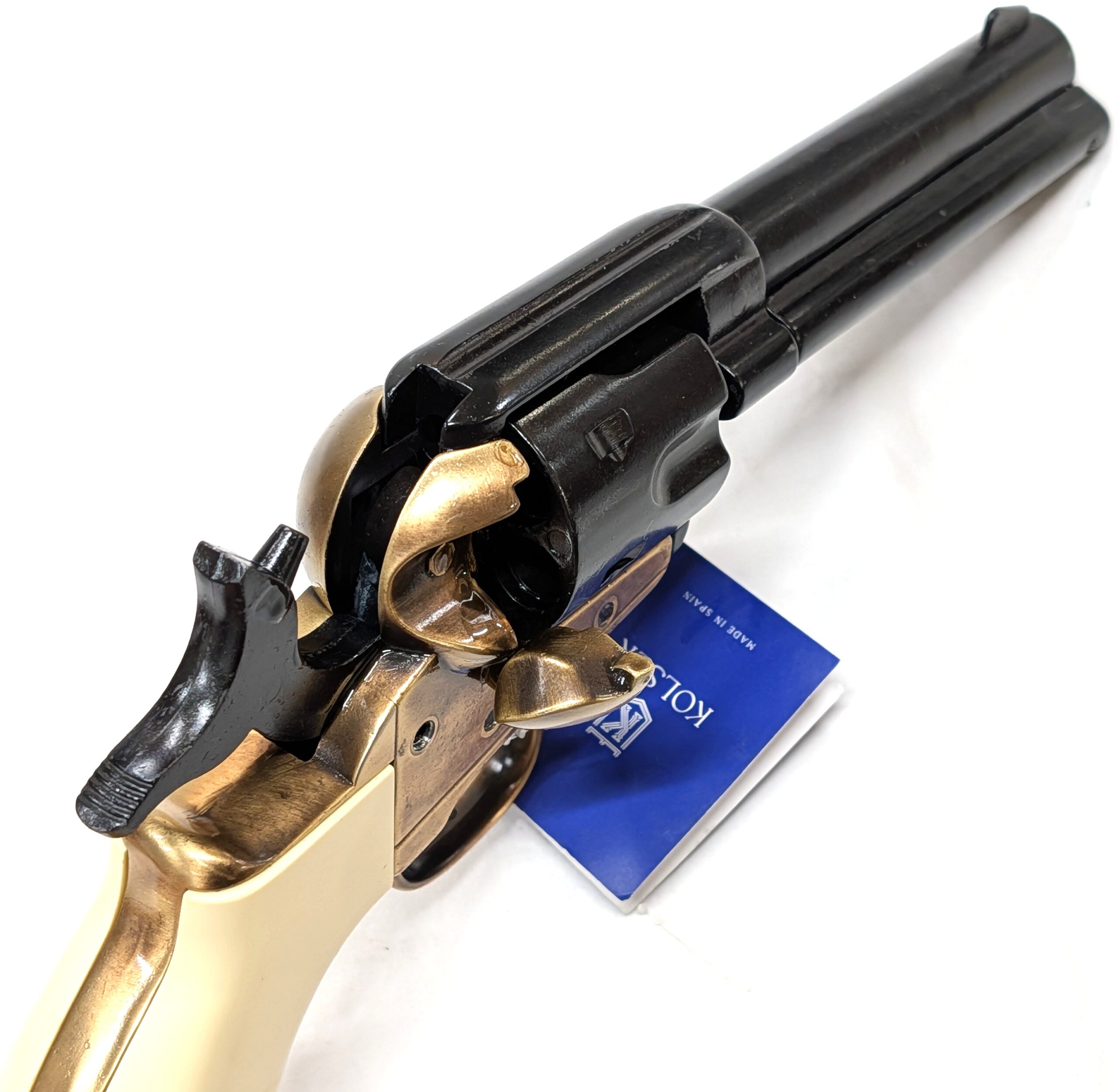 Western Thunderer Single Action Army Revolver 45 pistol with 6 cap gun bullet rounds and gift box by Kolser bronze with bone handle - 1056 1ML - Image 6