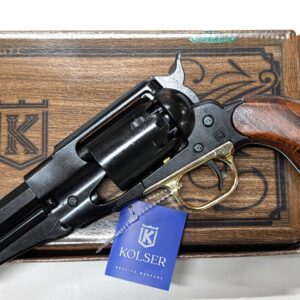 Western Single Action 1858 Remington Revolver pistol and gift box by Kolser with wooden handle 8753-W