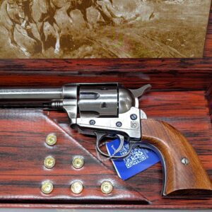 Kolser Western Peacemaker Single Action Army Revolver Colt 45 with 6 cap gun bullet rounds and gift box - 27cm Silver with wood grips – 1065-1WNP
